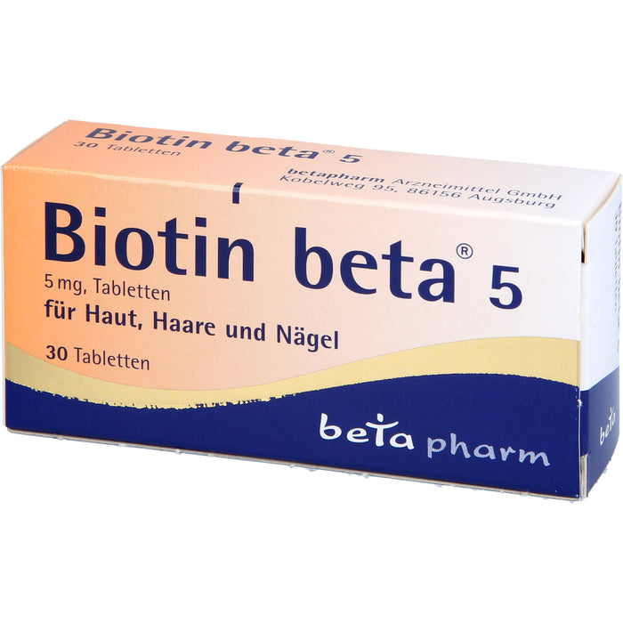 Biotin beta 5 mg Tabletten für Haut, Haare und Nägel, 30 pc Tablettes