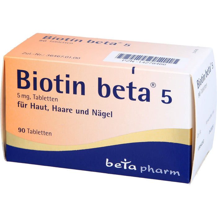 Betapharm Biotin 5 mg Tabletten für Haut, Haare und Nägel, 90 pc Tablettes