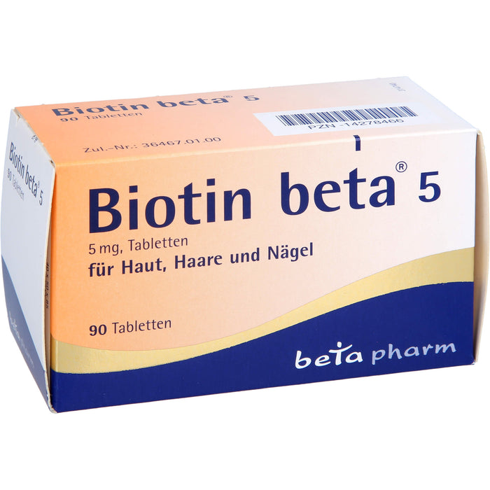 Betapharm Biotin 5 mg Tabletten für Haut, Haare und Nägel, 90 pc Tablettes