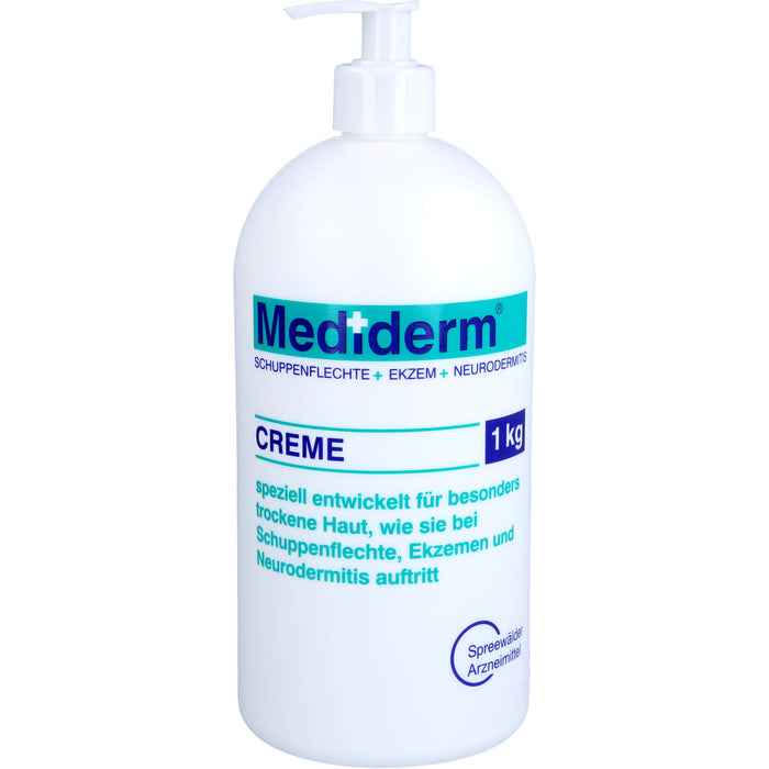 Mediderm Creme speziell entwickelt für besonders trockene Haut bei Sxchuppenflechte, Ekzemen und Neurodermitis, 1000 g Creme