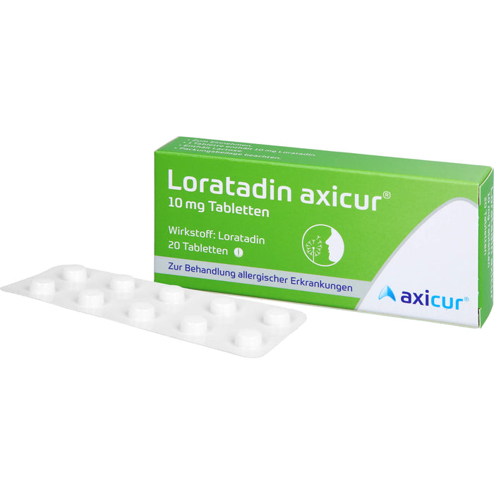 Loratadin axicur 10 mg Tabletten bei allergischen Erkrankungen, 20 pc Tablettes