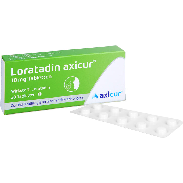 Loratadin axicur 10 mg Tabletten bei allergischen Erkrankungen, 20 pc Tablettes