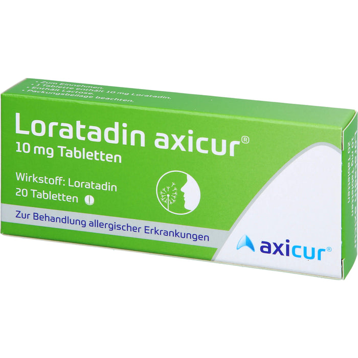 Loratadin axicur 10 mg Tabletten bei allergischen Erkrankungen, 20 pc Tablettes