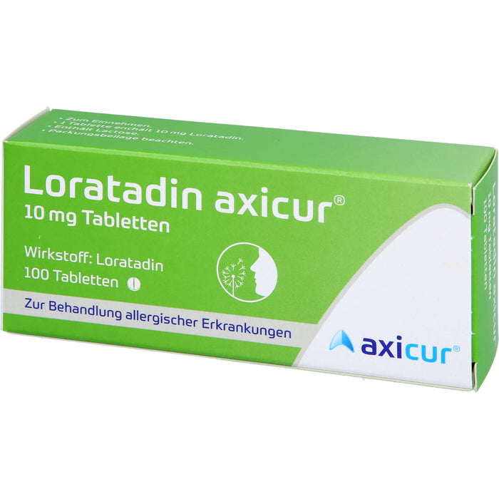 Loratadin axicur 10 mg Tabletten bei allergischen Erkrankungen, 100 pc Tablettes
