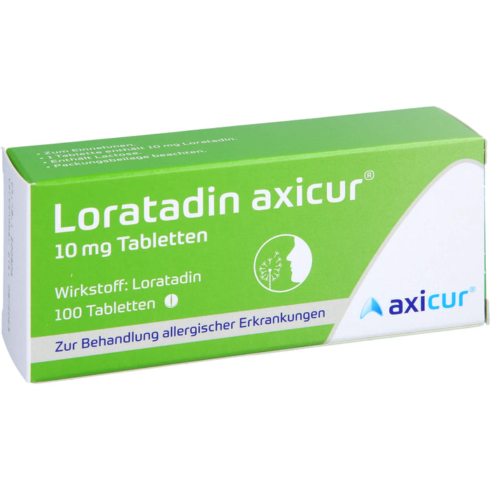 Loratadin axicur 10 mg Tabletten bei allergischen Erkrankungen, 100 pc Tablettes