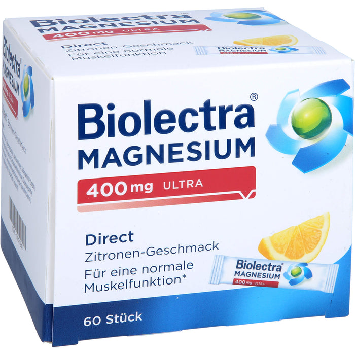 Biolectra  MAGNESIUM 400 mg ultra Direct Zitrone, 60 pcs. Sachets
