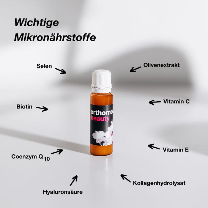 Orthomol Beauty für Frauen - Mikronährstoffe für Haut, Haare und Nägel - mit Hyaluronsäure, Kollagen und Coenzym Q10, 30 ml Tagesportionen