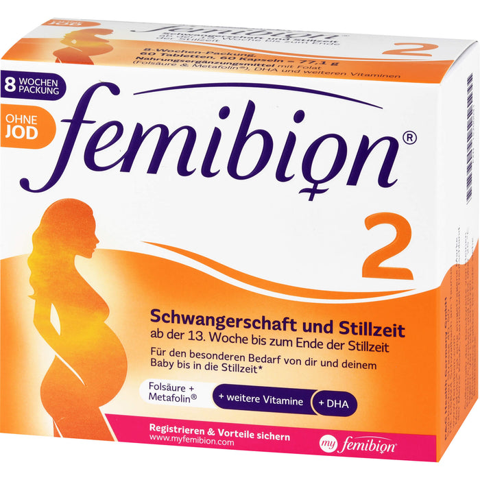 Femibion 2 Schwangerschaft und Stillzeit ohne Jod Tabletten und Kapseln, 60 pc Portions quotidiennes
