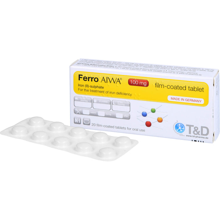 Ferro AIWA 100 mg Filmtabletten zur Behandlung von Eisenmangelzuständen, 20 pcs. Tablets