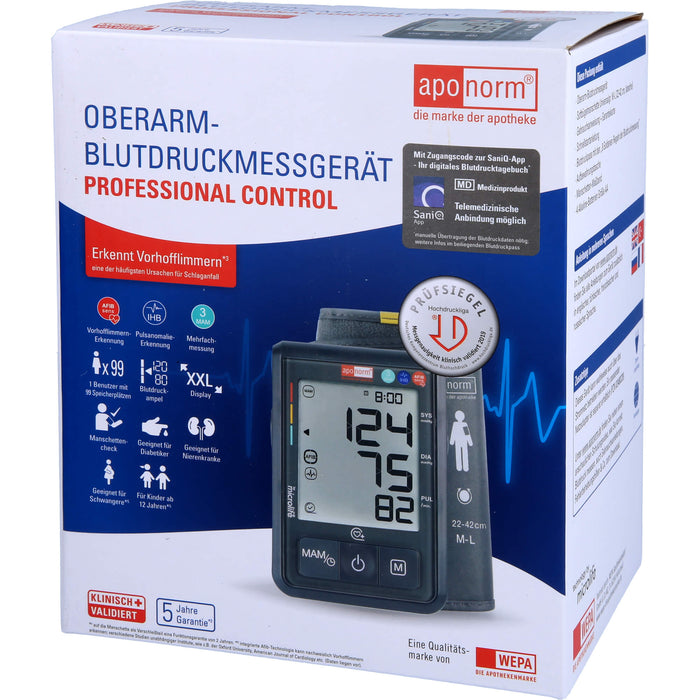 Aponorm Professional Control Blutdruckmessgerät speziell zur Erkennung von Vorhofflimmern, 1 pcs. Blood pressure monitor