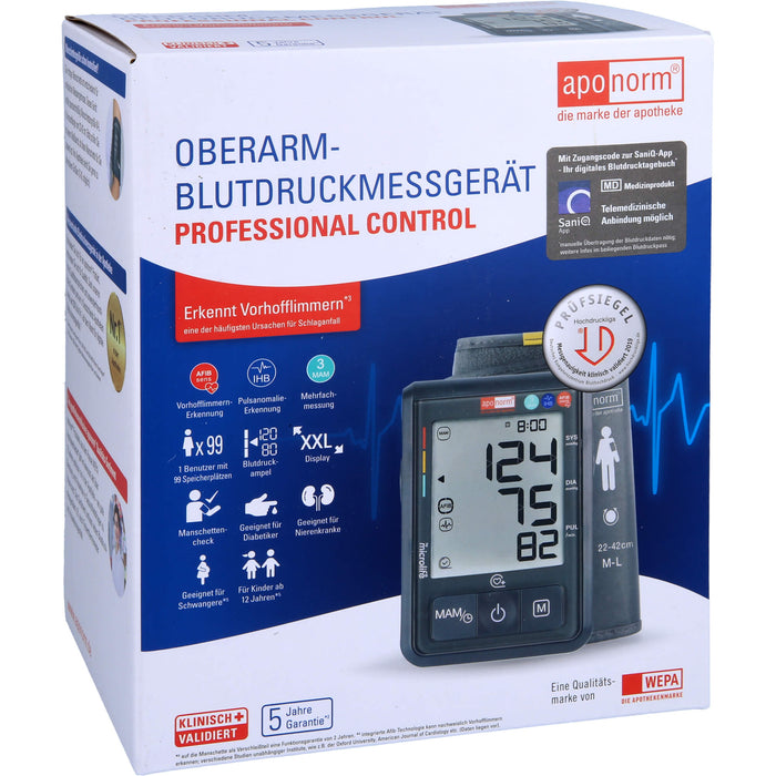 Aponorm Professional Control Blutdruckmessgerät speziell zur Erkennung von Vorhofflimmern, 1 pcs. Blood pressure monitor
