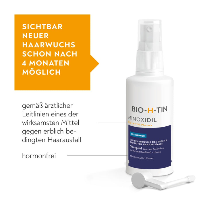 Minoxidil BIO-H-TIN Pharma 50 mg/ml für Männer zur Behandlung bei erblich bedingtem Haarausfall, 180 ml Lösung