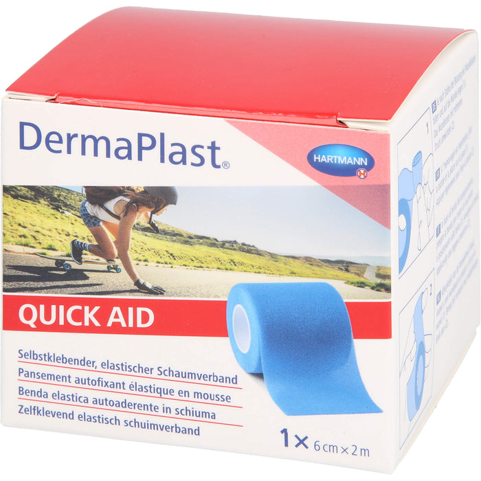 DermaPlast Quick Aid selbstklebender, elastischer Schaumverband 6 cm x 2 m blau, 1 pcs. dressing
