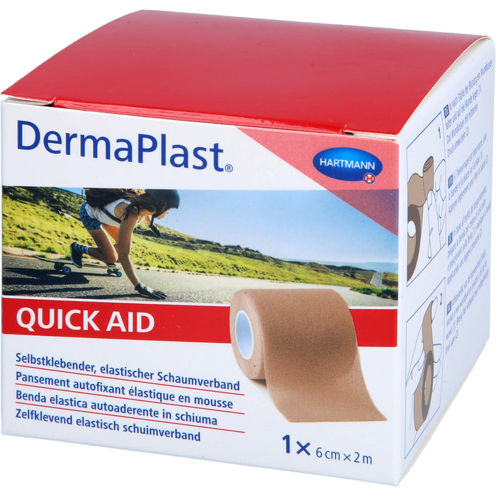 DermaPlast Quick Aid selbstklebender, elastischer Schaumverband 6 cm x 2 m hautfarben, 1 pc pansement