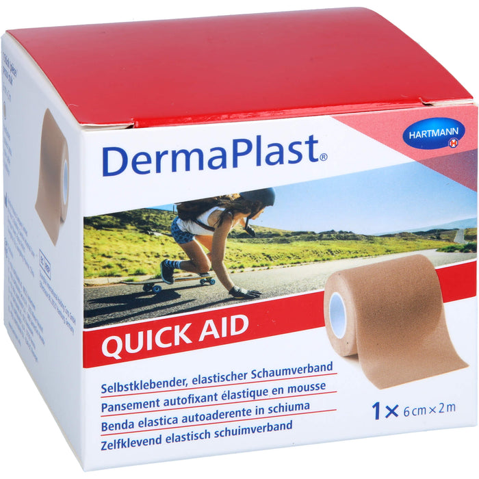DermaPlast Quick Aid selbstklebender, elastischer Schaumverband 6 cm x 2 m hautfarben, 1 pc pansement