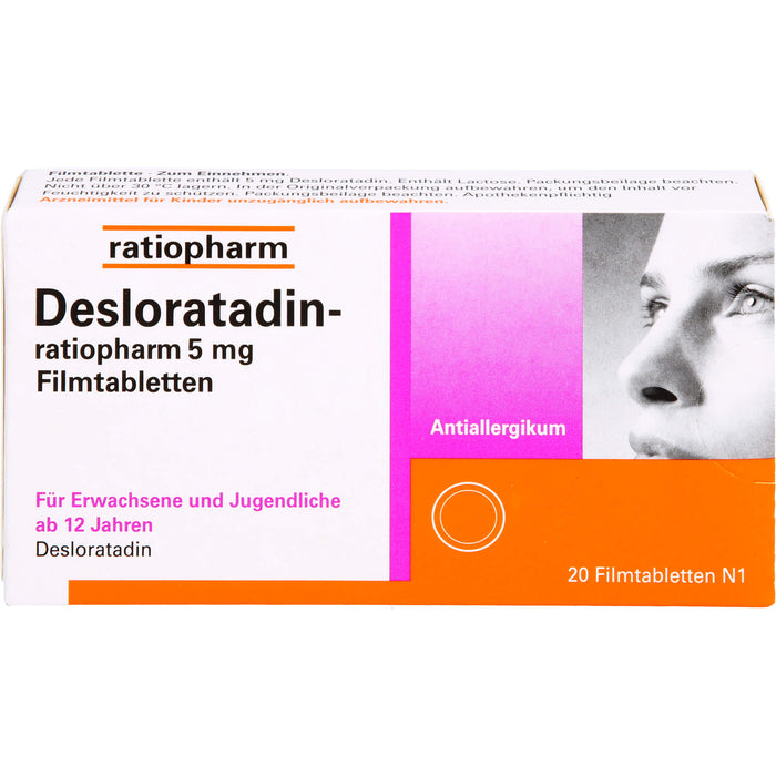 Desloratadin-ratiopharm 5 mg Filmtabletten bei Allergien, 20 St. Tabletten