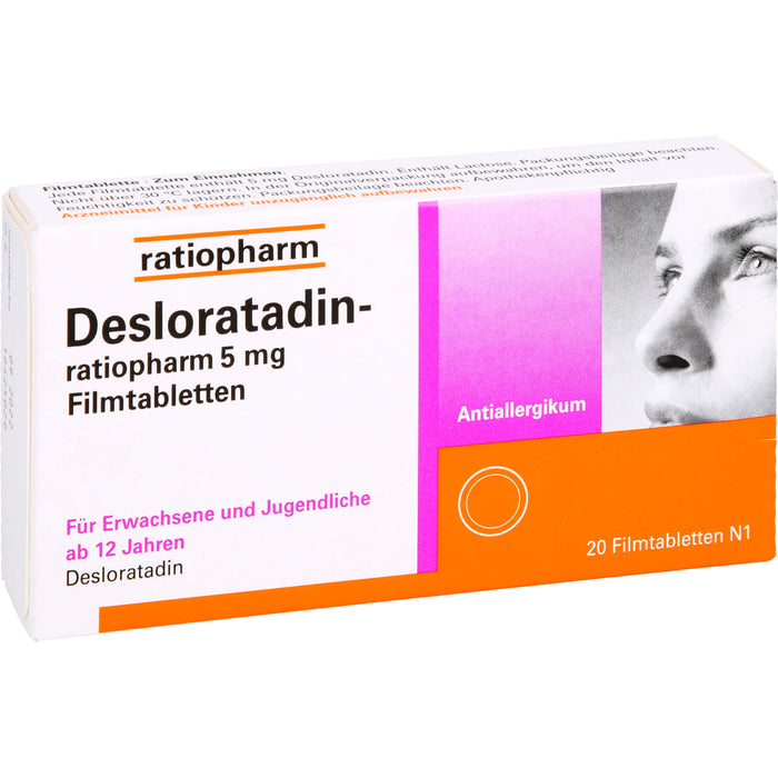 Desloratadin-ratiopharm 5 mg Filmtabletten bei Allergien, 20 pcs. Tablets