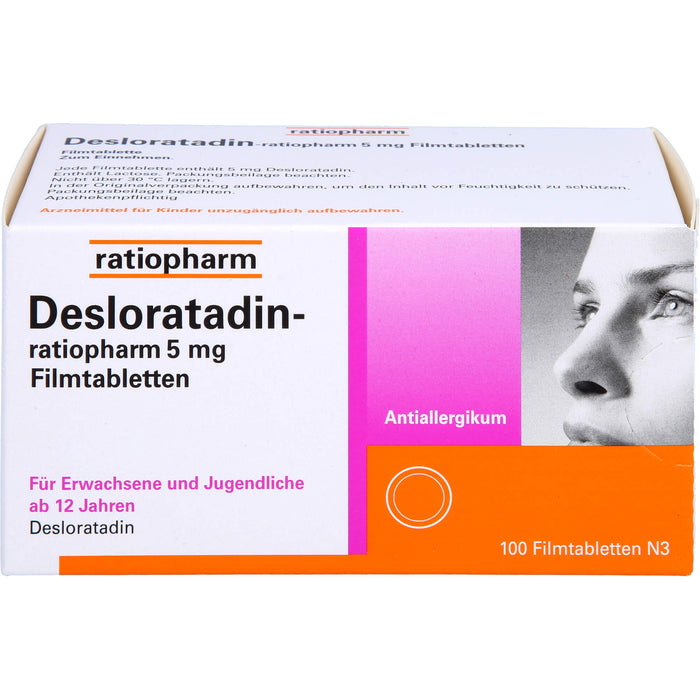 Desloratadin-ratiopharm 5 mg Filmtabletten bei allergischer Rhinitis, 100 St. Tabletten