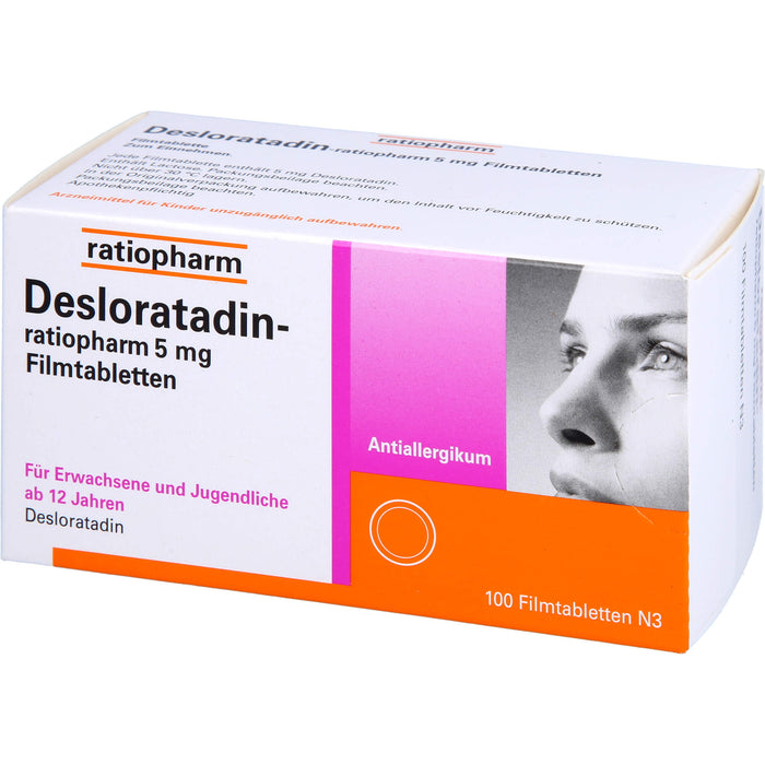 Desloratadin-ratiopharm 5 mg Filmtabletten bei allergischer Rhinitis, 100 pcs. Tablets