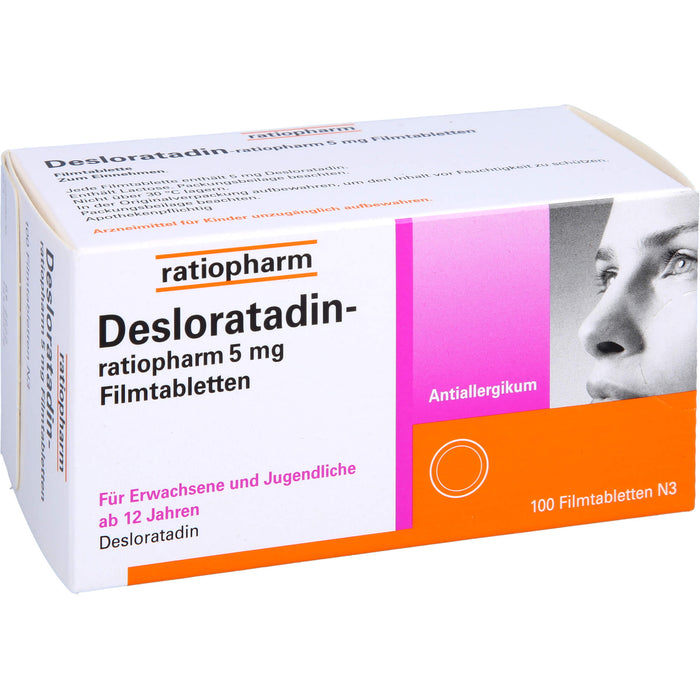 Desloratadin-ratiopharm 5 mg Filmtabletten bei allergischer Rhinitis, 100 pcs. Tablets