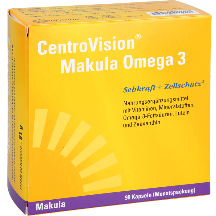 CentroVision Makula Omega 3 Kapseln für Sehkraft und Zellschutz, 90 pcs. Capsules