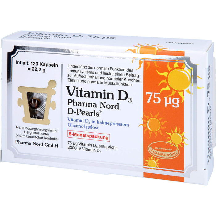 Pharma Nord Vitamin D3 75 ug D-Pearls Kapseln, 120 pc Capsules