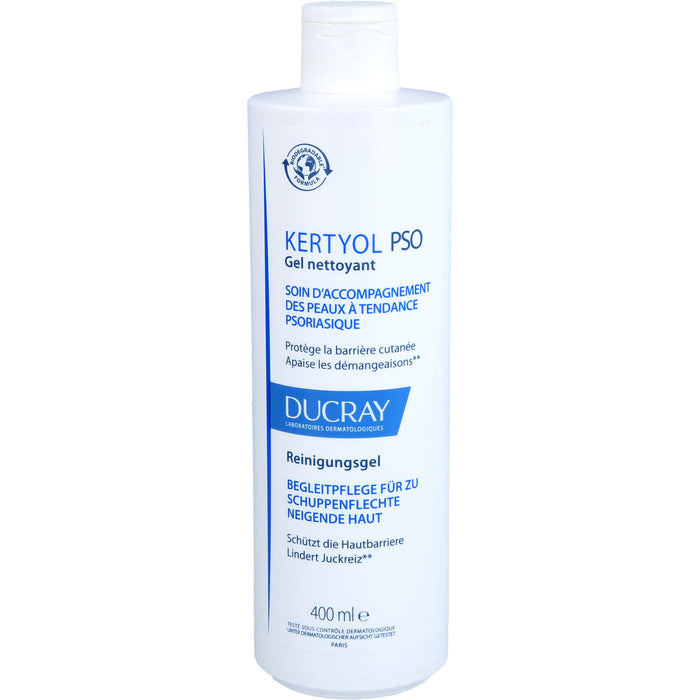 DUCRAY KERTYOL P.S.O. Rückfettendes Reinigungsgel für Gesicht und Körper bei trockenen Schuppungen, 400 ml Gel