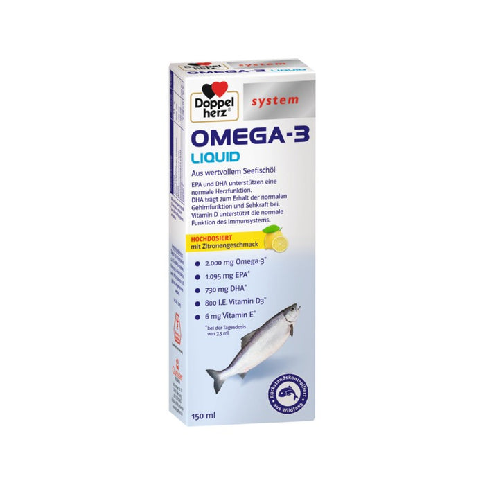 Doppelherz system Omega-3 Liquid Seefischöl flüssig mit Zitronen-Geschmack, 150 ml Lösung
