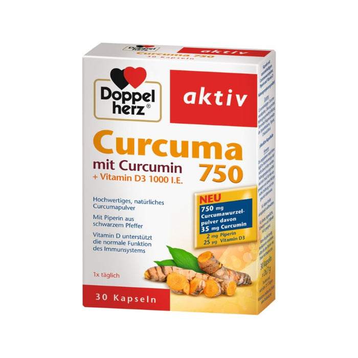 Doppelherz aktiv Curcuma 750 Kapseln unterstützt die normale Funktion des Immunsystems, 30 pc Capsules
