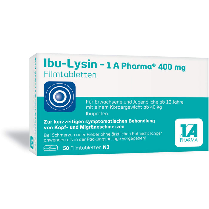 1A Pharma Ibu-Lysin 400 mg Filmtabletten, 50 pcs. Tablets