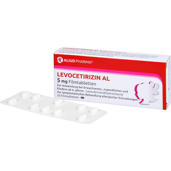 ALIUD PHARMA Levocetirizin AL 5 mg Filmtabletten bei Heuschnupfen, 20 St. Tabletten