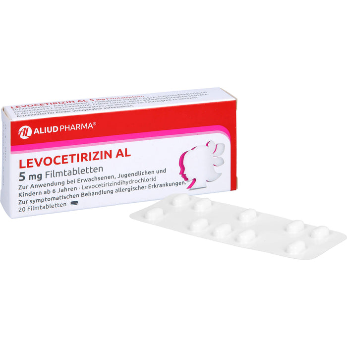 ALIUD PHARMA Levocetirizin AL 5 mg Filmtabletten bei Heuschnupfen, 20 St. Tabletten