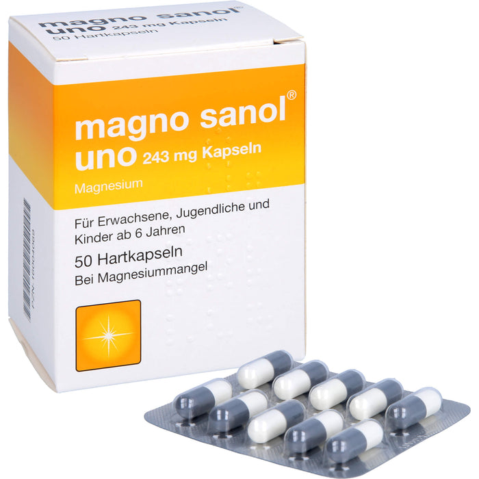 Magno Sanol uno 243 mg Kapseln Hartkapseln bei Magnesiummangel, 50 pcs. Capsules