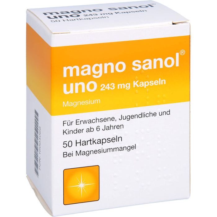 Magno Sanol uno 243 mg Kapseln Hartkapseln bei Magnesiummangel, 50 pcs. Capsules