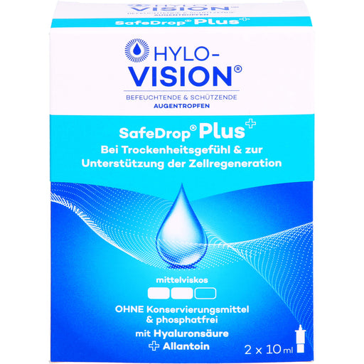 Hylo-Vision SafeDrop Plus Augentropfen bei Trockenheitsgefühl & zur Unterstützung der Zellregeneration, 20 ml Lösung