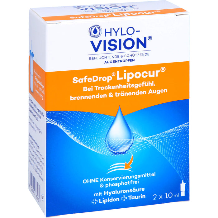 Hylo-Vision SafeDrop Lipocur Augentropfen bei Trockenheitsgefühl,  brennenden und tränenden Augen, 20 ml Solution