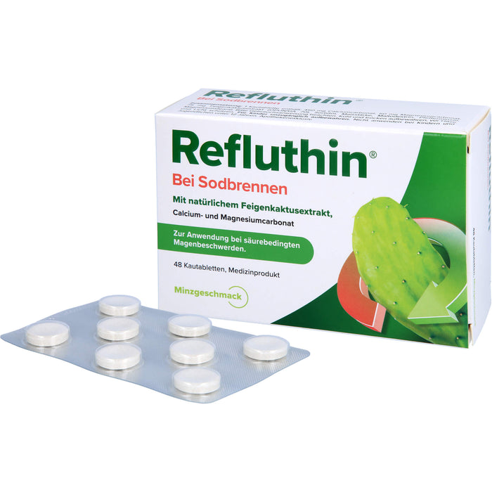 Refluthin Kautabletten bei Sodbrennen mit Minzgeschmack, 48 pcs. 