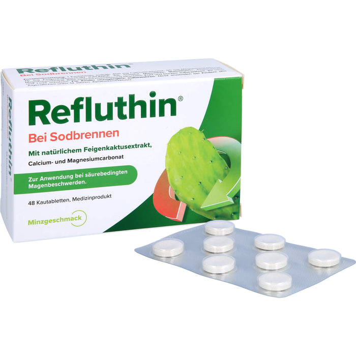 Refluthin Kautabletten bei Sodbrennen mit Minzgeschmack, 48 pcs. 
