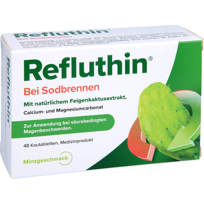 Refluthin Kautabletten bei Sodbrennen mit Minzgeschmack, 48 pcs. 