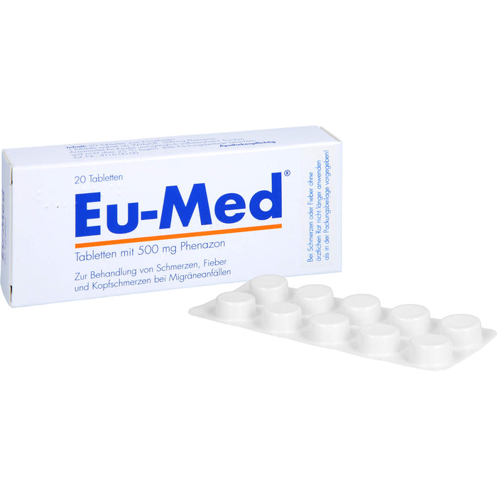 Eu-Med Pharmore Tabletten mit 500 mg Phenazon bei Schmerzen und Fieber, 20 pcs. Tablets