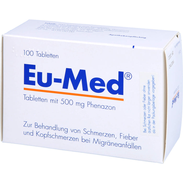 Eu-Med Tabletten bei Schmerzen und Migräne, 100 pcs. Tablets