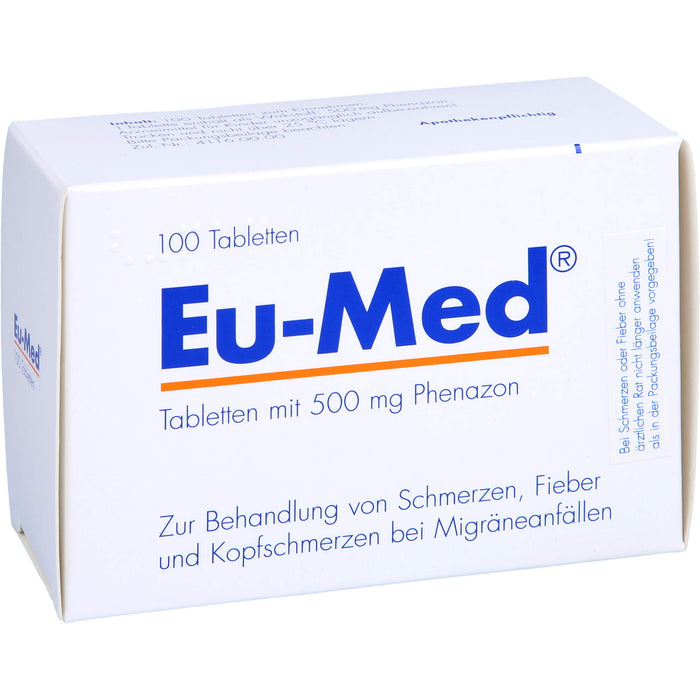 Eu-Med Tabletten bei Schmerzen und Migräne, 100 St. Tabletten