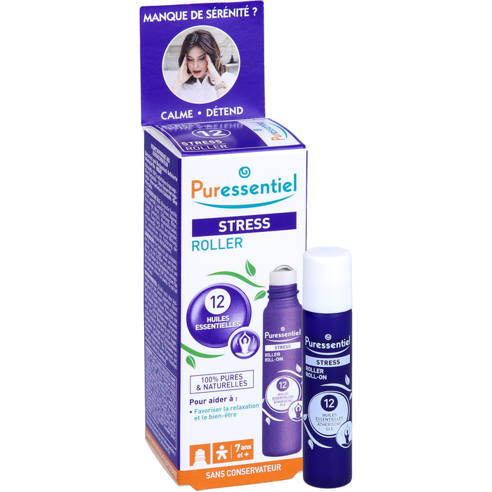 Puressentiel Stress Roll-on mit 12 ätherischen Bio-Ölen – lindert Nervosität und Stress, 5 ml Huile éthérique