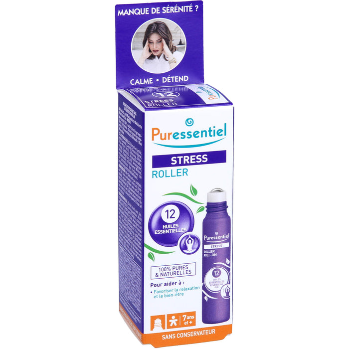 Puressentiel Stress Roll-on mit 12 ätherischen Bio-Ölen – lindert Nervosität und Stress, 5 ml Huile éthérique