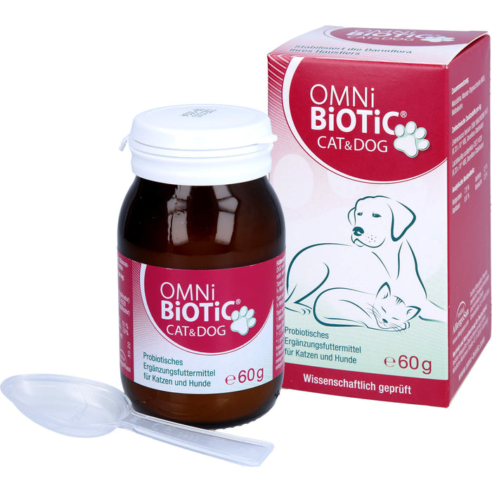 OMNi-BiOTiC Cat & Dog probiotisches Ergänzungsfuttermittel für Katzen & Hunde, 60 g Powder