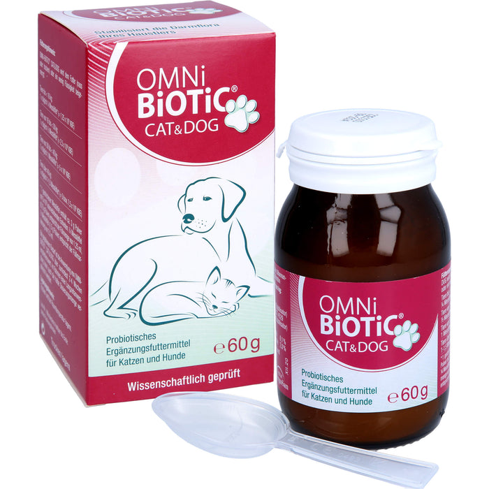 OMNi-BiOTiC Cat & Dog probiotisches Ergänzungsfuttermittel für Katzen & Hunde, 60 g Powder