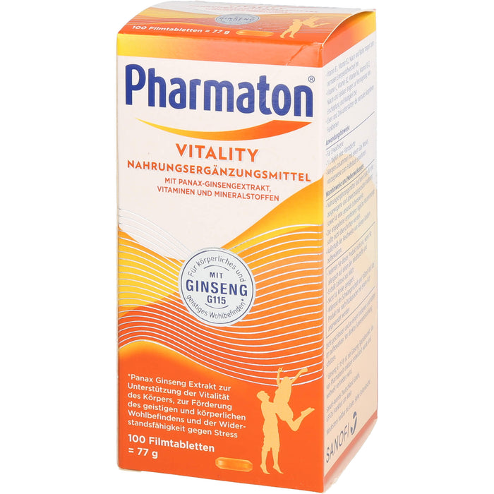 Pharmaton Vitality Tabletten mit Ginseng Extrakt, Vitaminen & Mineralstoffen, 100 pc Tablettes