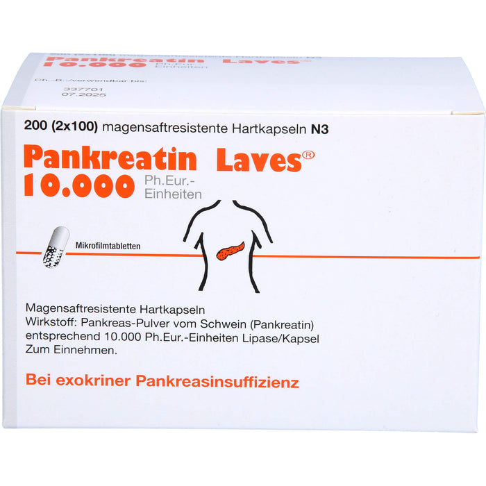 Laves Pankreatin 10.000 Ph.Eur-Einheiten Hartkapseln bei exokriner Pankreasinsuffizienz, 200 St. Kapseln