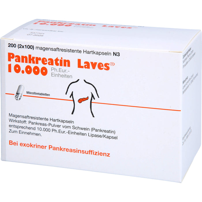 Laves Pankreatin 10.000 Ph.Eur-Einheiten Hartkapseln bei exokriner Pankreasinsuffizienz, 200 pc Capsules
