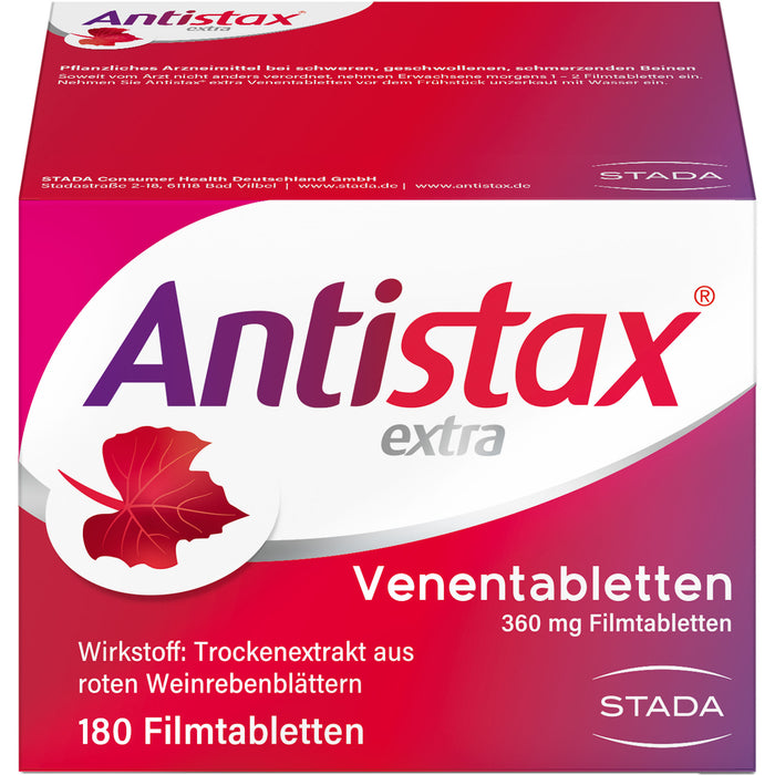 Antistax extra Venentabletten 360 mg bei Krampfadern, Besenreisern, schweren & geschwollenen Beinen, 180 St. Tabletten